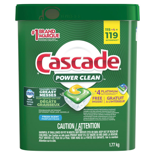 Cascade Power Clean Platinum Dishwasher Detergent Pods 119 ct