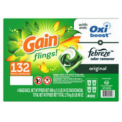Gain Flings Liquid Laundry Detergent Pacs 132 ct