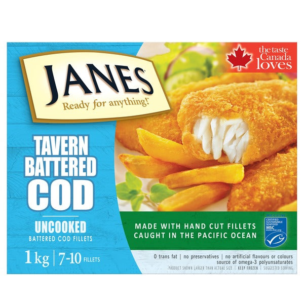 Janes Frozen Tavern Battered Cod 1 kg