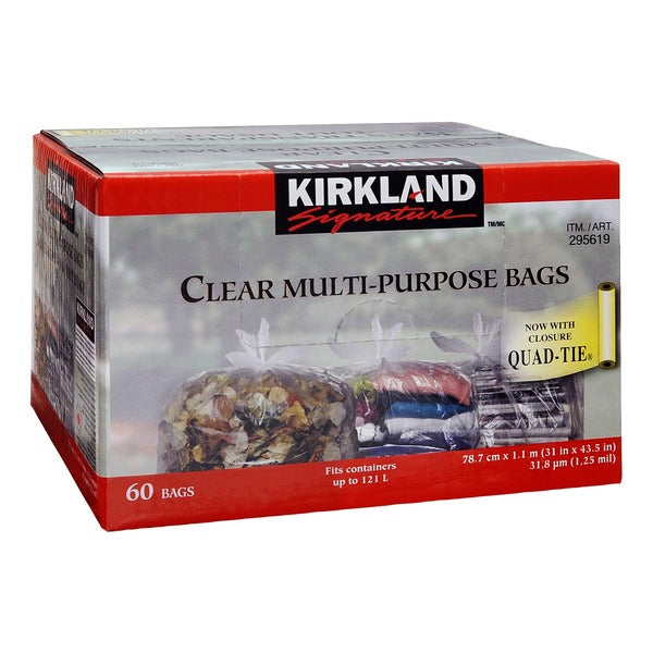 Kirkland Signature Clear Multi-Purpose Bags 60 ct
