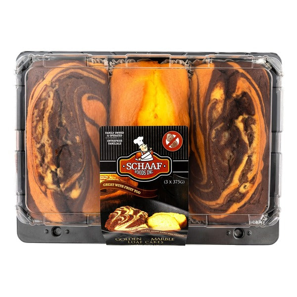 Schaaf Foods Golden Marble Loaf Cakes 3 x 375 g