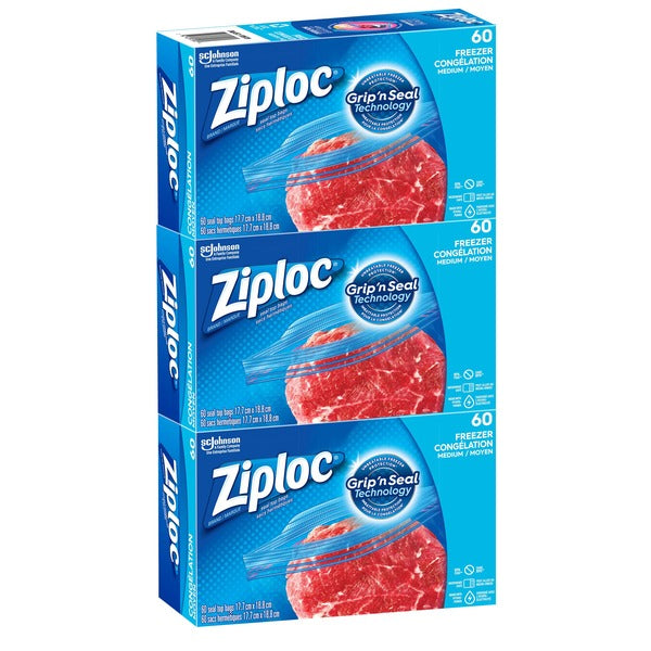 Ziploc Easy-Open Medium Freezer Bags 60 ct